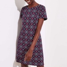 Loft Burgundy Medallion Jacquard Dress Size Medium