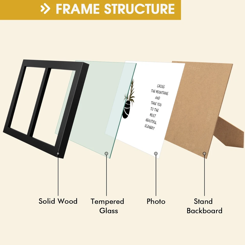 5x7 Double Picture Frame Display Two 5x7 Photos Solid Wood Real Glass - Image 2 of 4
