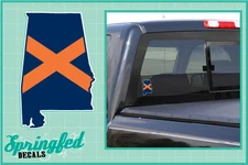 ALABAMA Shaped State Flag in Orange & Navy Blue Vinyl Decal Car Truck Sticker