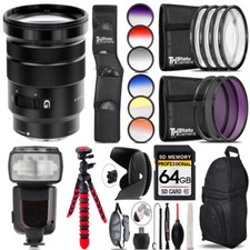 Sony E PZ 18-105mm f/4 G OSS Lens 13 Piece Filter  More- 64GB Kit