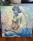 Oil painting canvas Nude portrait 51 x 51 cm artwork Art unframed original Hand
