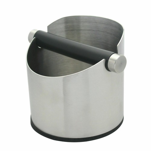 Espresso grounds Waste Container Tamper Bin Coffee Knock Box + Knock Bar Silver - Picture 2 of 10