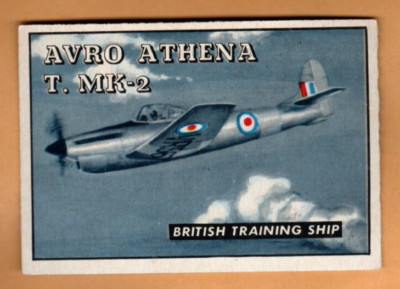 1952 Topps Wings #166 Avro-Athena T. MK-2, Excellent Condition