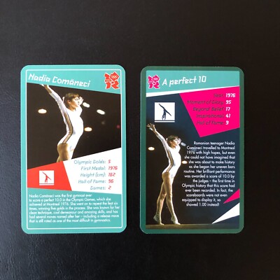 Nadia Comaneci 2012 Top Trumps Olympics 2 Card Lot Gymnastics