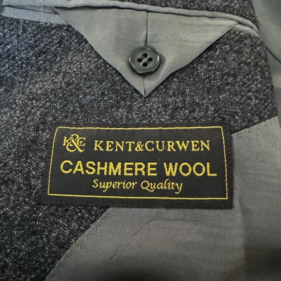 Kent & Curwen Dark Grey Heather Angora Cashmere Wool Jacket - 50 - Super Soft - Image 3 of 4