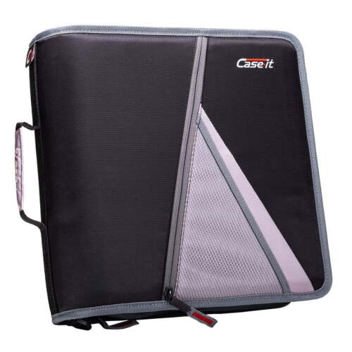 3" O-Ring Binder with Expanding File Folder, Black, New