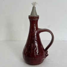 Ceramic Oil Lamp Handmade Red NEW Pottery 8" Tall  Vase Pitcher Candle