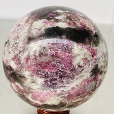 Natural Red Tourmaline Quartz Crystal Stone Sphere Ball Healing 1520G