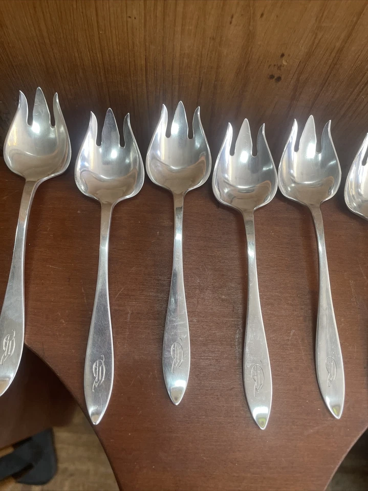 антикварный набор вилок для мороженого из стерлингового серебра Shreve Buckingham 12 - Изображение 3 из 4