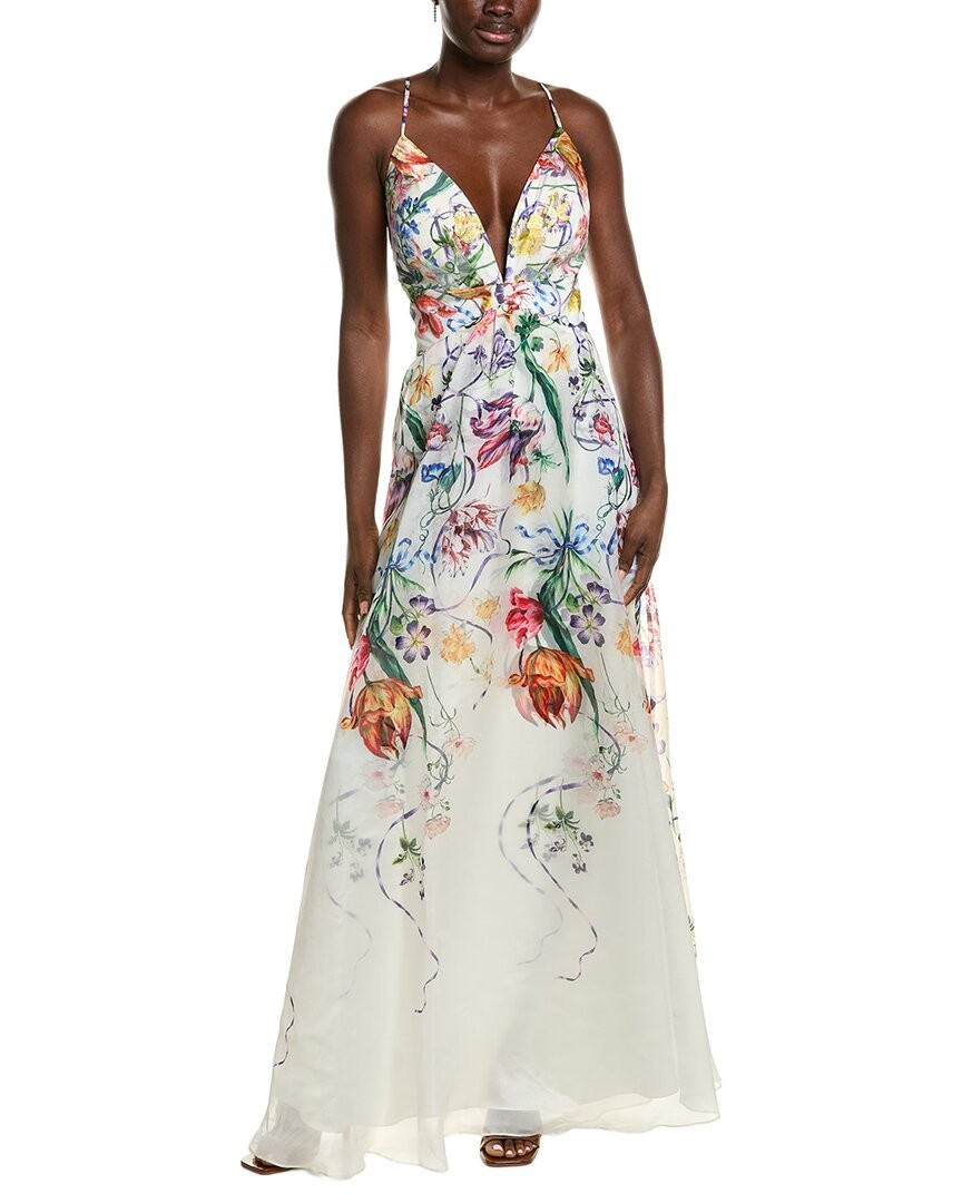 Marchesa Notte Ribbons Gown Women's White 14 Nj | eBay