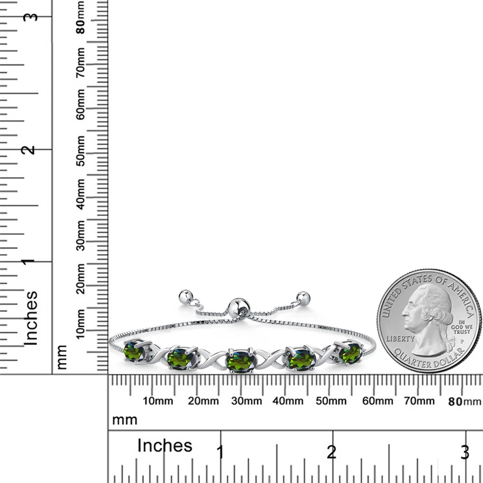 925 Sterling Silver Tourmaline Green Mystic Topaz Bracelet For Women (4.00 - Image 3 of 4