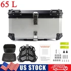 65L Aluminum Motorcycle Top Case Lock Trunk Luggage Tour Tail Box Storage Silver