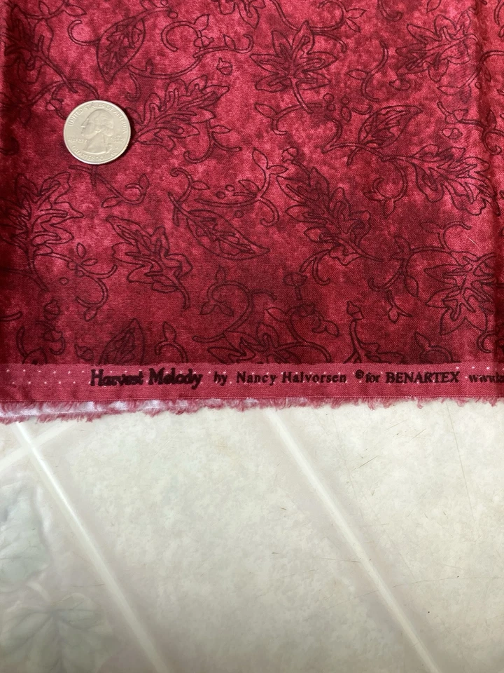 Harvest Melody Soft red tone on toneCotton Nancy Halvorson Benartex 2/3 yard - Image 4 of 4
