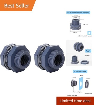 Durable 3/4 Inch PVC Bulkhead Fittings - Perfect for Rain Barrels & Water Inlets