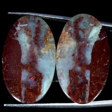32.90Cts Natural Aqua Chalcedony Pair Oval Cabochon Gemstone 16X28X4MM
