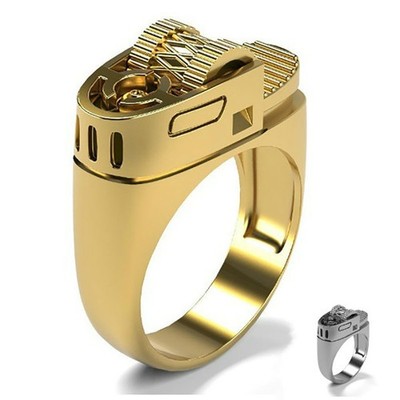 Vintage Gold Lighter Ring Punk Steampunk Finger Ring Jewelry Men Women