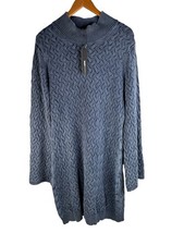 Fashion Nova Blue Sweater Dress Heavy knit 100% Cotton Sz 1X NWT