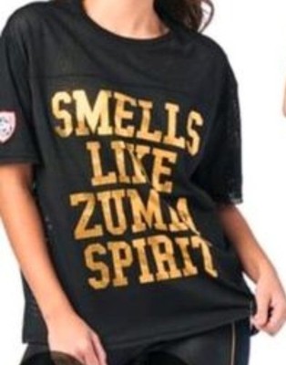NEU ZUMBA Gr.XS OVERSIZE UNISEX 'SMELL SPIRIT' SHIRT MESH GOLD