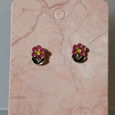 Pink Flower Stud Earrings