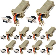 10PCS DB9 Female Ethernet Adapter, 9 Pin Serial Port Female to RJ45 Ethernet LAN