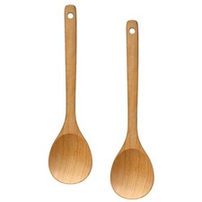 Wooden Cooking Spoon 2PC, Large 12" Solid Wood Serving Spoons Set for Mixing ...