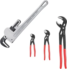 3PCS Water Pump Pliers and 18 Inch Pipe Wrench