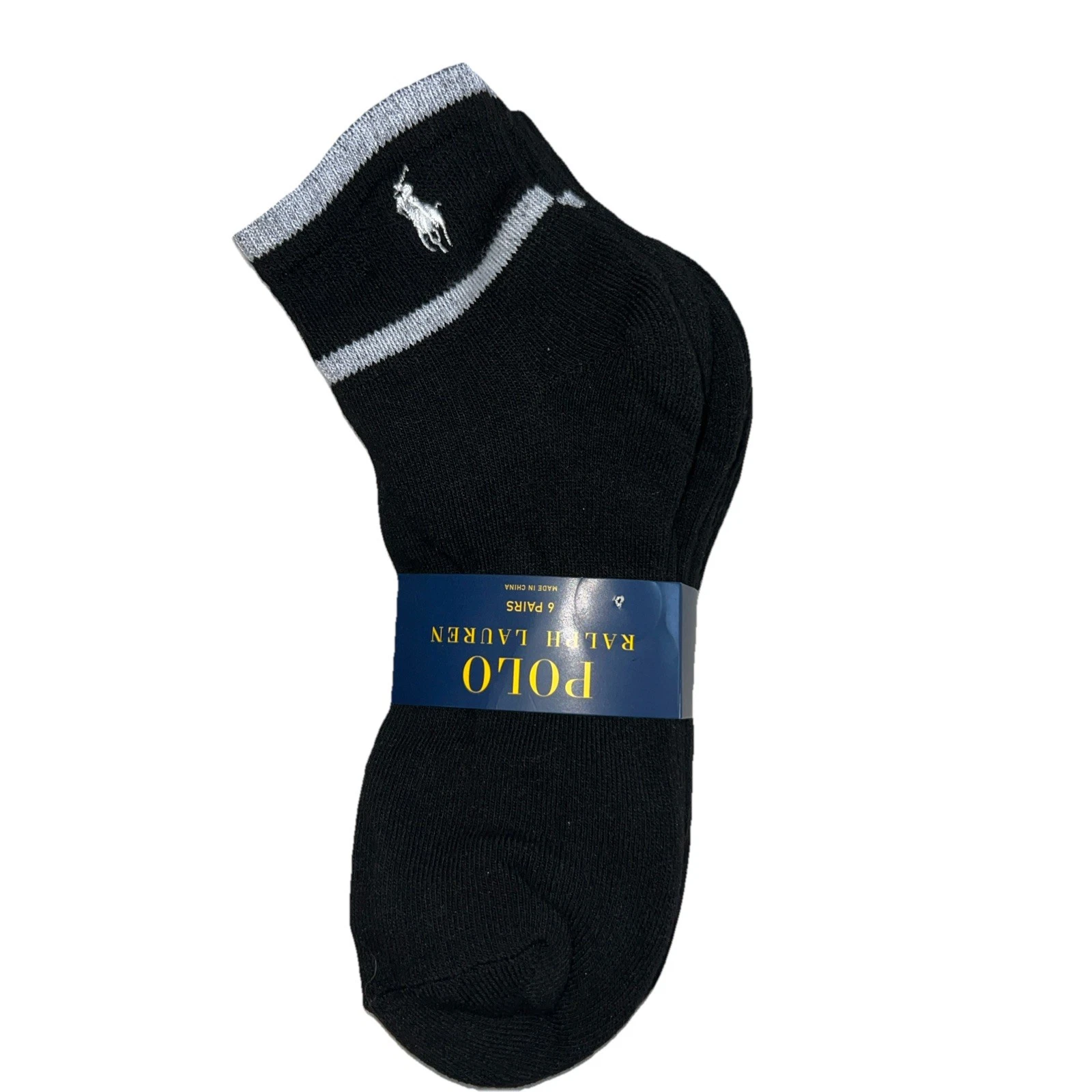 Polo Ralph Lauren Women's Ankle Socks 6 pack Black Grey Horse size 9-11 new