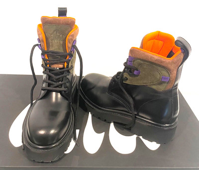 Altu by Altuzarra color block combat boots black leather multi Suede New Box 39