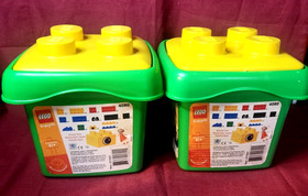Two Lego Duplo Small Brick Preschool Bucket Sets #4080 - 2002 - Complete