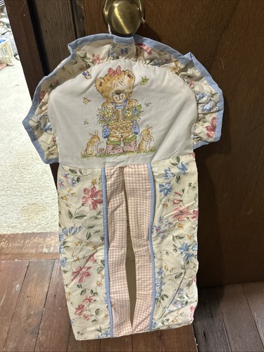 Vintage Baby Nursery Diaper Caddy Stacker Teddy Girl Bear Rabbits