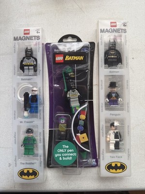 LEGO DC Batman 1 Minifigure Magnet/Pen Set 2006 Freeze Two-Face Riddler Batman