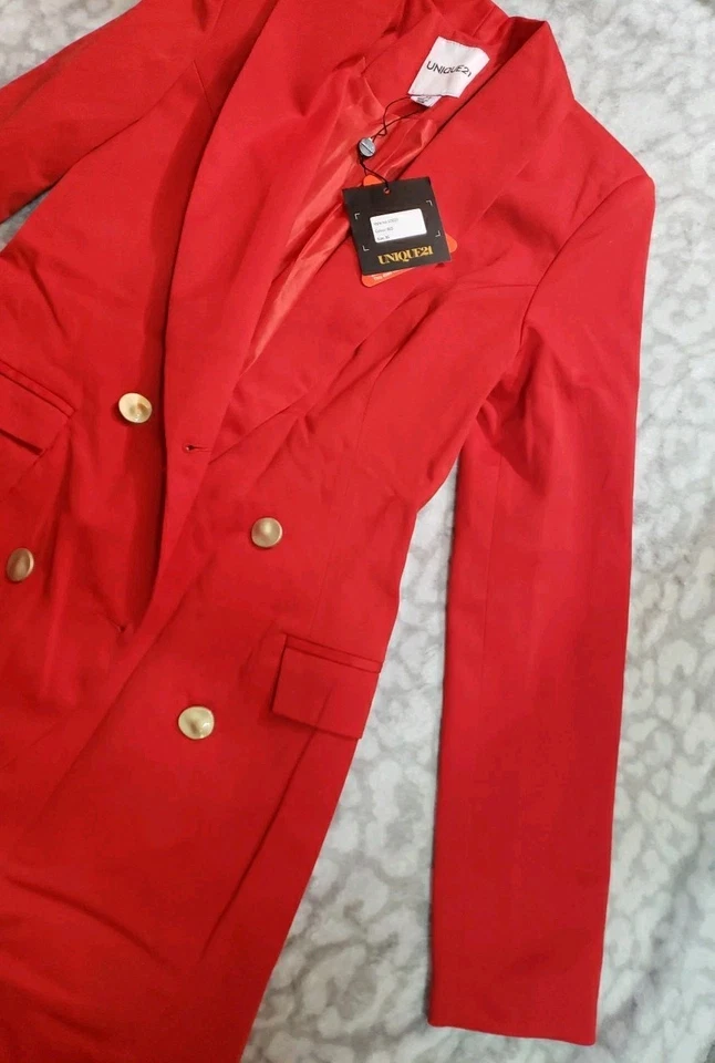 ÚNICO21 Mujeres Lujo Mancha Pecho Asimétrico Vestido Blazer - Damas Elegante Foto 3 de 4