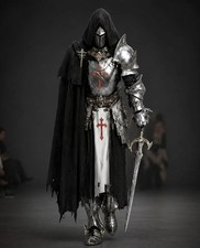 Full Body Barbuta Knight Armor Templar Steel Suit for Cosplay, LARP Gothic