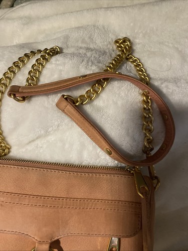 REBECCA MINKOFF MINI MAC Pink LEATHER CROSSBODY - SHOULDER BAG GOLD CHAIN 9x6x2