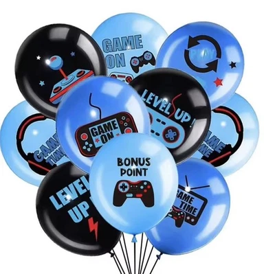 Blue Gaming x10 Balloons Birthday Party Decorations Boys Girls Latex Game On