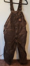 VTG Carhartt Bibs Overalls SZ 46x30 Dark Brown USA Made. Double Knee