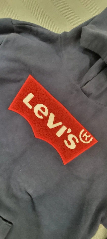 Sudadera con Capucha Pullover Azul Levi's Niños Logo Rojo Grande L Jóvenes Niños Foto 2 de 4