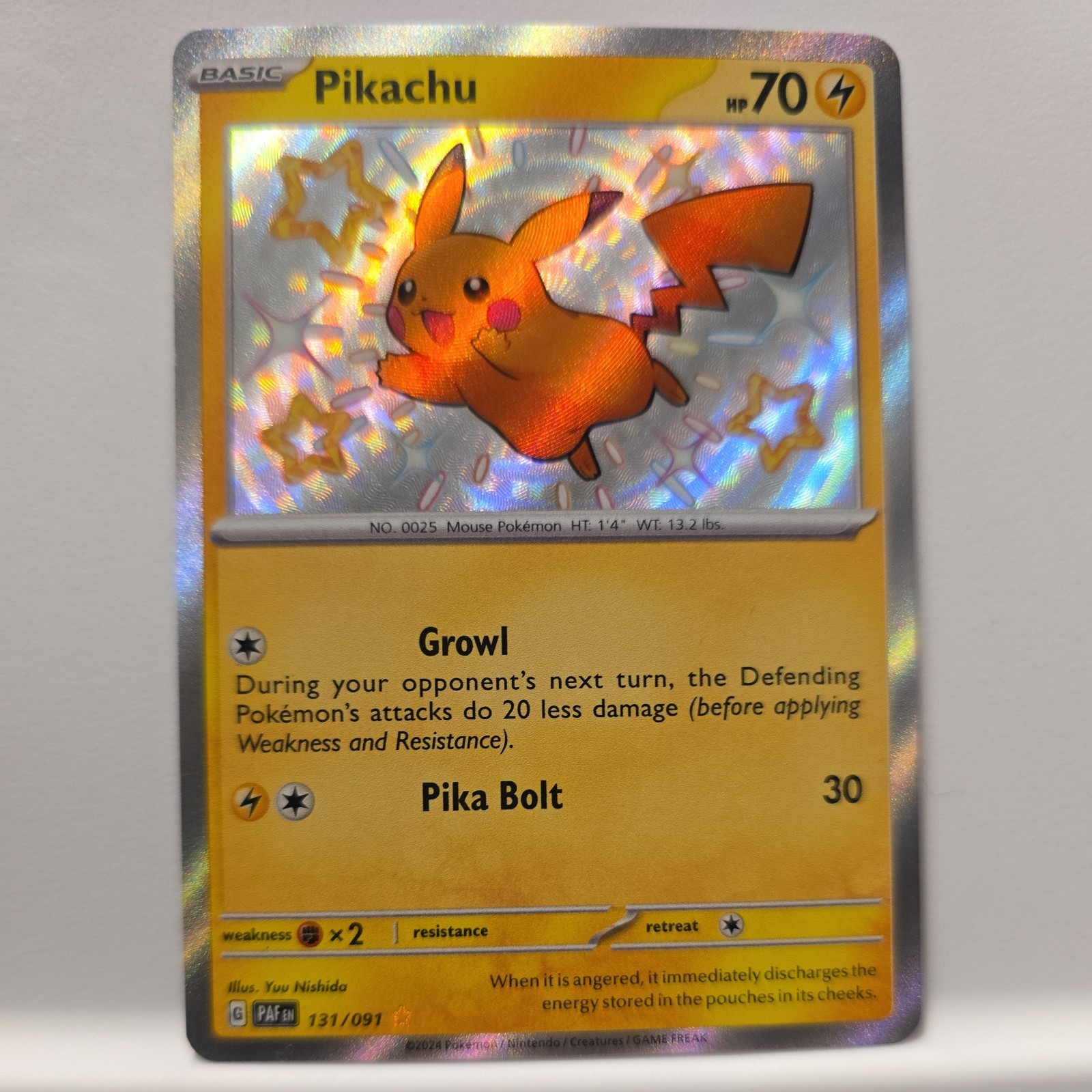 Pikachu 131/091 Holo Shiny Rare SV Paldean Fates 2024 Pokemon PAF Near Mint NM+