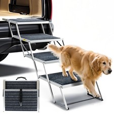 Dog Stairs for Car, Extra Wide Stairs for Large Dogs, Pet Steps Aluminum Fold...