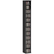 HOMCOM Set of 2 CD Storage Units DVD Shelf with Adjustable Shelves, Black