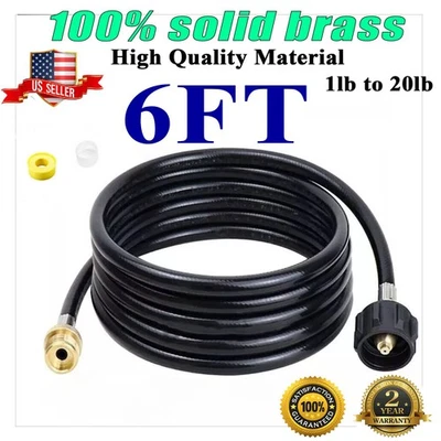 6 Ft Propane Adapter Hose Gas Hose for Weber Q Coleman Grill Buddy Heaters USA