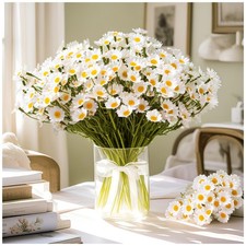 18 PCS Artificial White Daisy Flowers 3 Bundles 10 Inch Small Fake Daisies