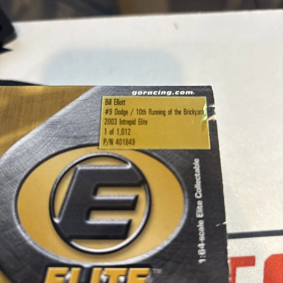 2003 RCCA Action Elite 1:64 #9 Bill Elliott Dodge 10th Running Brickyard #/1012 - Image 2 of 4
