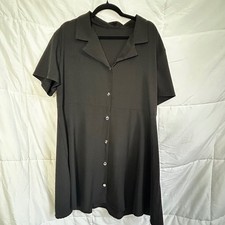 SHEIN CURVE Black Collared Button Front Short Sleeve Shirt Dress Plus Size 2XL
