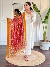 Designer Women's Kurti Pant Dupatta Set Indian Party Wear Salwar Kameez Kurta