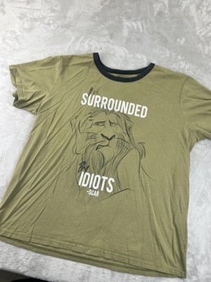 Disney Lion King Scar Shirt Mens 2XL Green Graphic Surrounded By Idiots Tee