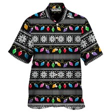 Christmas Tree Lights Print Men8217s Short Sleeve Unisex Hawaiian Shirt