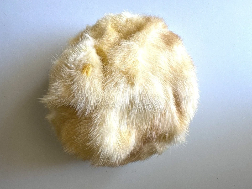 Sombrero cubo Saks Fifth Avenue visón crema talla única 100 % piel, forrado, vintage Foto 2 de 4