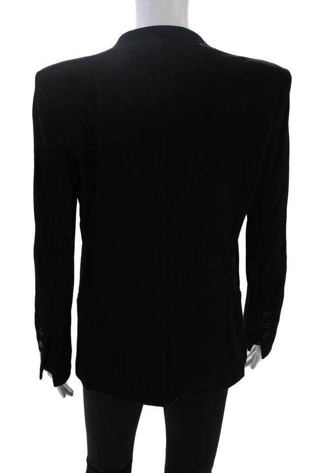 Helmut Womens Collarless Single Buttoned Pocketed Blazer Jacket Black Size M - Image 4 of 4