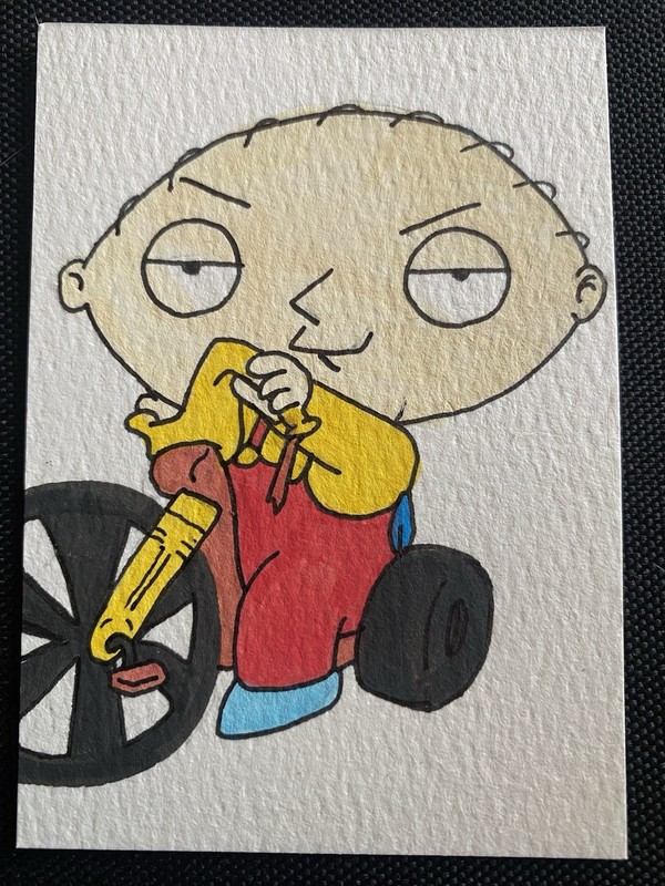 Stewie Family Guy New ACEO hand painted Art trading card acrylic micron 2.5x3.5